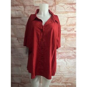 CATO Woman  Red Button-Up  Shirt, Plus Size 26/28W